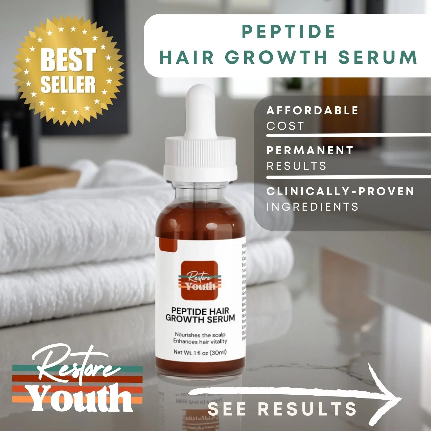 Peptide Hair Growth Serum Restore Youth